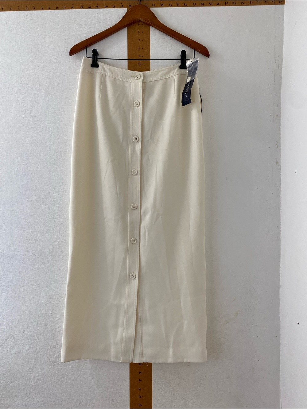 Vintage NWT Anne Klein Classic Cream Button-Front Lined Skirt